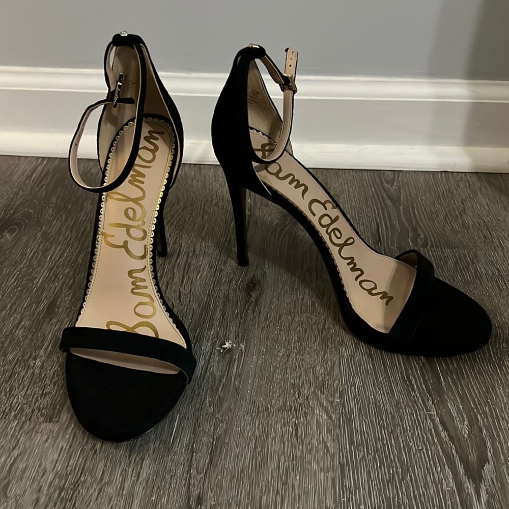 Classic Black Suede Strappy Heels